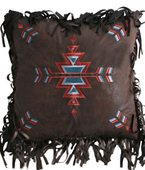 Embroidered Aztec Pillow - Accent Pillow