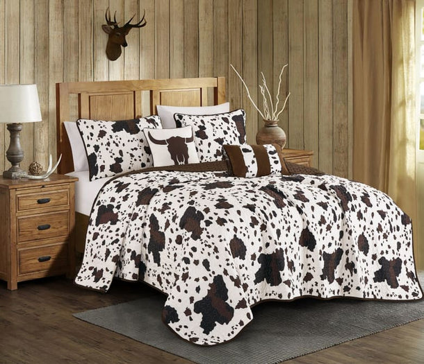 Linen Mart - Rustic Cowhide Lodge Bedspread Quilt