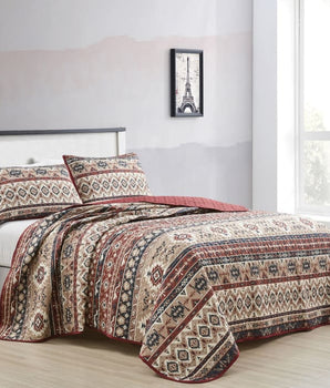 Southwestern Maroon Desert Quilt Set - Quilts Bedspreads &